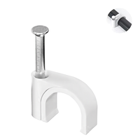 Lot de 65 attaches-câbles ronds en plastique blanc à clouer, tailles assorties, pour boîte à outils, outils à main, quincaillerie