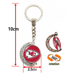 Porte-clés logo de l'équipe de <span class=keywords><strong>rugby</strong></span> de football américain en gros Cadeau souvenir de sport en alliage de verre avec pierre précieuse double face en forme de croissant en métal - Product Image 2