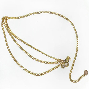 Cadena de Cintura de Moda con Borlas de Mariposa Plateadas, Cadena de Metal para Fiesta, Múltiples Volantes, Aleación de Zinc - Product Image 4