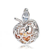 925 Silber Modeschmuck Bernstein Zirkon Apfel förmige Medaillon Anhänger