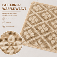 Tapis de bain en microfibre polyester contemporain, motif personnalisé, tissage gaufré, antidérapant, absorbant, 1500 GSM, respectueux de l'environnement