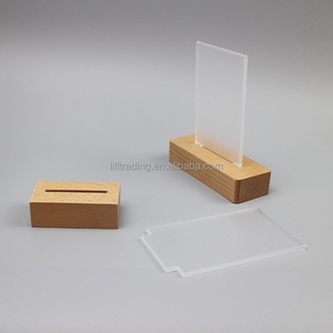 Personalizzato doppio display laterale in acrilico da tavolo top cornice poster per menu con base in legno a forma di T mini stand - Product Image 5