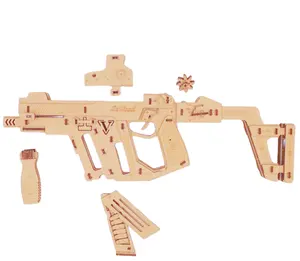3d Wooden puzzle gun Toy crafts and gifts Rubber Band puzzle for adults and kids