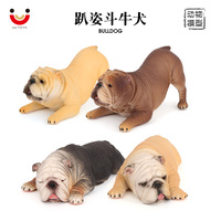 Figuras de Animales de PVC Sólido al por Mayor, Modelo de Estatua de Bulldog, Juguetes de Simulación