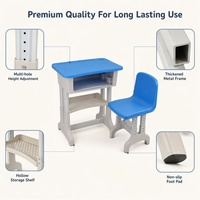 Ensemble de mobilier scolaire moderne et réglable pour enfants, en plastique et métal, avec table d'étude, chaise et tiroir, couleur au choix, pour la maison et le bureau