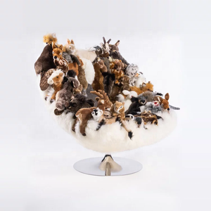 Silla de salón moderna y cómoda con piel de oveja de Nueva Zelanda, tela suave transpirable de gamuza y bonito diseño de <span class=keywords><strong>Panda</strong></span> para dormitorio y sala de estar - Product Image 4