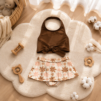 Ensemble bébé personnalisé avec imprimé B12, bretelles réglables, short et haut, en coton élasthanne anti-boulochage, pour filles