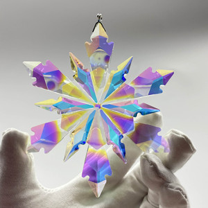 Flocon de neige en cristal arc-en-ciel congelé pour ornement suspendu de sapin de Noël - Product Image 3