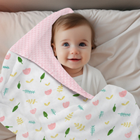 Couverture Bébé Rose Motif Oiseau, Douce et Sensorielle en Minky à Pois, Apaisante pour la Crèche, Couverture d'emmaillotage pour Tout-petit, Certifiée GRS OEKO-TEX, Tricotée Quatre Saisons