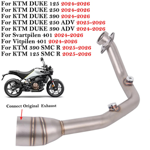 Pour <span class=keywords><strong>KTM</strong></span> <span class=keywords><strong>DUKE</strong></span> <span class=keywords><strong>125</strong></span> 250 390 Adventurer Husqvarna Svartpilen 401 2024 2025 2026 Tuyau de raccordement avant d'échappement de <span class=keywords><strong>moto</strong></span> Silencieux - Product Image 1