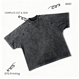 285GSM Schwergewichtiges 100% Baumwoll-T-Shirt mit Knitterfreier, Atmungsaktiver, Kastenförmiger Passform, Kurzarm, Maßgeschneidert im Hip-Hop-Stil für Herren - Product Image 2