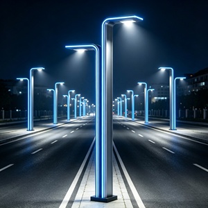 Farola LED de alta gama y alto lumen con doble cabezal que emite luz hacia arriba y hacia abajo, estilo moderno, azul, decorativa, de aluminio, IP65, para exteriores. - Product Image 5