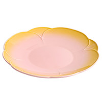 Assiette ovale haut de gamme en céramique, dégradé rose-jaune, résistante au micro-ondes, pour usage hôtelier