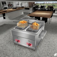 Friteuse à gaz double cuve 12L longue durée pour poulet et beignets – Nouvel équipement de restauration pour machine à frites