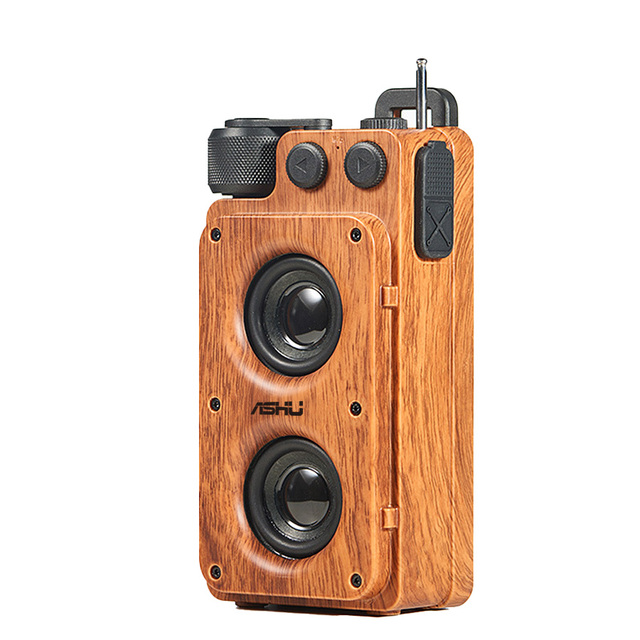 FM Radio Retro Dual Speaker 5W Subwoofer MP3 Music Hands Free Home Party Outdoor Vintage SpeakersAS22