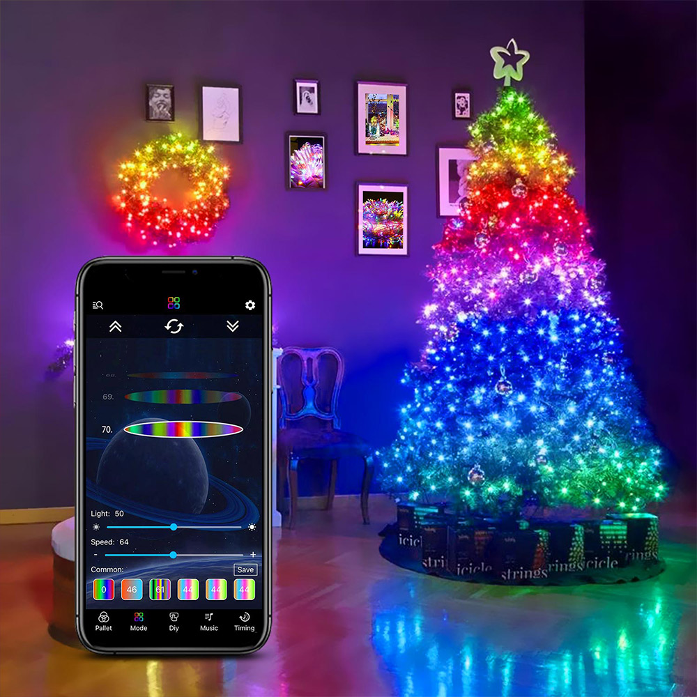 Wholesale Smart Leather string Light Factory Direct Sales Christmas Led Rgb Smart String Lights Music Rhythm