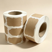 Rouleau d'étiquettes décoratives en papier kraft écologique, autocollantes, pour bougies, artisanat, emballage cadeau, marquage artisanal