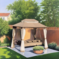 Balançoire de jardin extérieure de luxe avec moustiquaire à double toit, design moderne, balançoire suspendue sur cadre en métal, mobilier d'extérieur