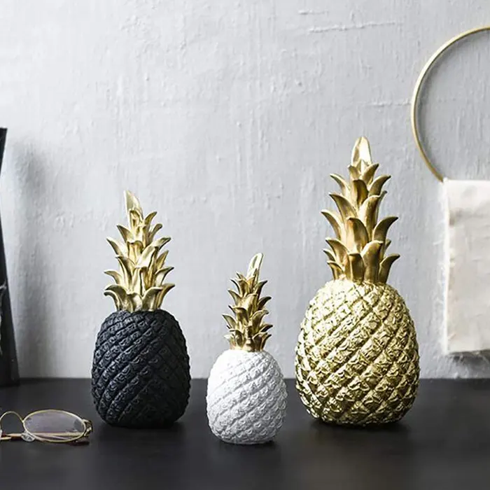 15 20 25cm Pineapple for home wedding Decor Household Decorative Artificial Resin statue WHITE BLACK GOLD Pineapple Ornament