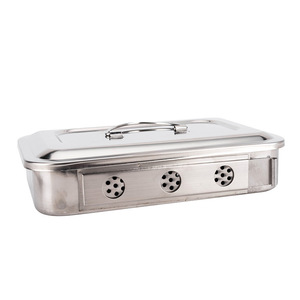 Stainless Steel Perforated Sterilization Tray 304 Square With Lid High <b>Temperature</b> Laboratory <b>Instrument</b> Tray - Product Image 4