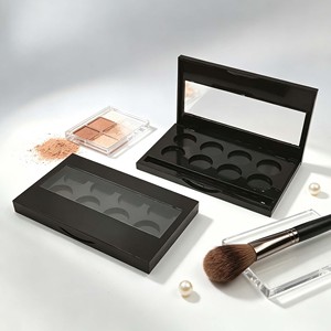 8 Pans Empty Highlight Palette <b>Plastic</b> Makeup Case With Clear Window Built-in <b>Mirror</b> Empty Eye shadow Blush Cosmetic Packaging - Product Image 1