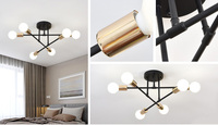 Plafonnier moderne composé de plusieurs tiges rondes en fer, luminaire décoratif d'intérieur, idéal pour une salle à manger ou une salle à manger