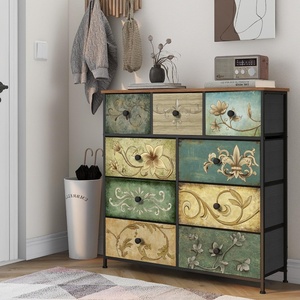 Cómoda con 12 Cajones con Panel de Madera, Cajones de Tela, Estructura Metálica, Organizador de Torre, Estilo Rústico para Sala de Estar o Habitación <span class=keywords><strong>Infantil</strong></span> - Product Image 1