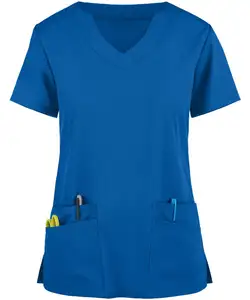 Top OEM-ropa de trabajo de enfermera para mujer, uniformes médicos elásticos para Hospital