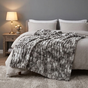 Coperta di pelliccia pesante e morbida <span class=keywords><strong>a</strong></span> doppio strato di lusso con pelliccia sintetica di coniglio finta coperta per l'inverno - Product Image 4
