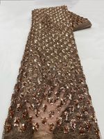 NI.AI Nouveau design de dentelle perlée avec fleurs brodées et paillettes, tissu en dentelle filet pour matériaux de robes de mariée