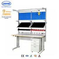 Banco de Trabajo Industrial Moderno LEENOL con Carro de Herramientas, Banco de Trabajo de Aluminio ESD para Uso Electrónico en Almacenes Modernos