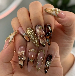 Elegante punta francese stampa sulle unghie corte unghie quadrate aspetto naturale facile applicare all'ingrosso di design Nail Art premere su - Product Image 6