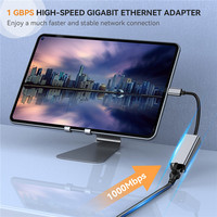 3.1 Tipe C untuk RJ45 Gigabit Ethernet Jaringan Lan Kabel Adaptor USB C Hub