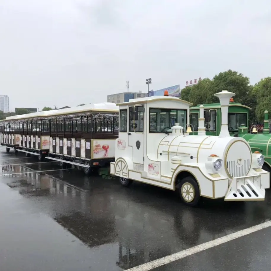 Nice retro dotto tourist attraction electric sightseeing trackless road big train best price for passenger transport ride on