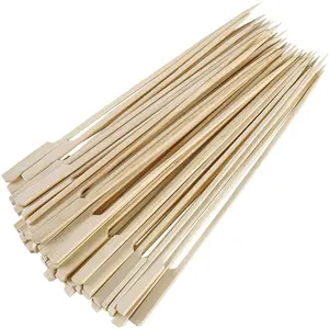 Green Natural Stick Paddle Eco Friendly BBQ Bamboo Skewer Thick Bamboo Skewer With Printed Logo