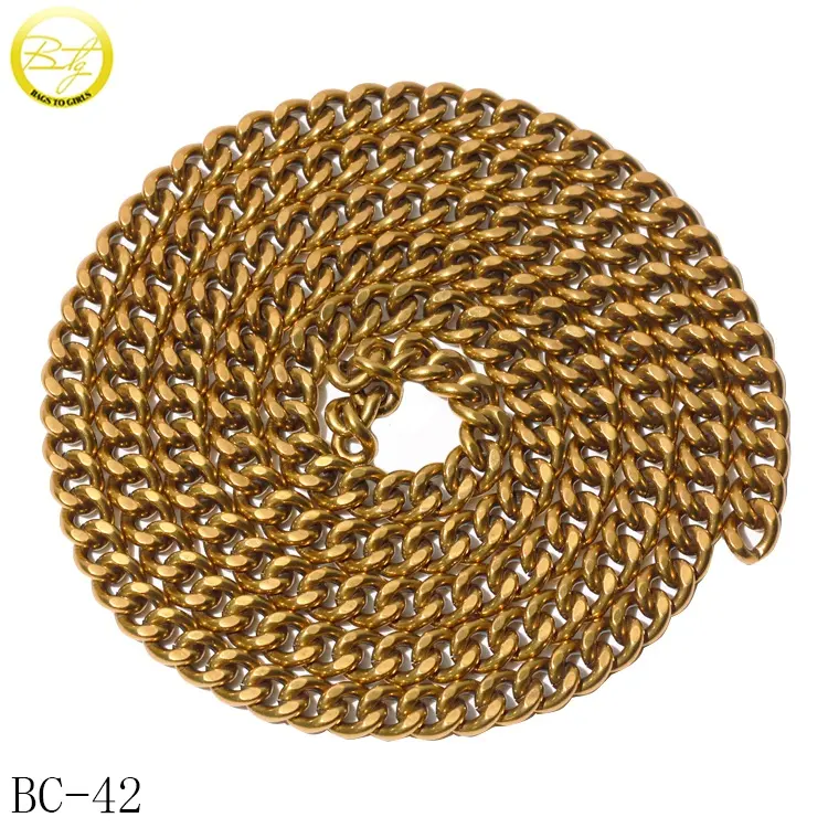 Maniglia a catena lunga del metallo di marca dell'oro antico della catena a maglie degli accessori della borsa all'ingrosso per il portafoglio