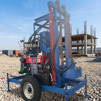 Petite foreuse de puits d'eau diesel avec moteur, pompe et boîte de vitesses pour une profondeur de 200 m, idéale pour l'agriculture et la construction