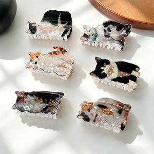 Nouvel Arrivage Pince à Cheveux Douce Motif Chat <span class=keywords><strong>de</strong></span> Dessin Animé, Pince Requin, Accessoire pour Chignon Arrière <span class=keywords><strong>de</strong></span> la Tête pour Femme, Logo Personnalisé - Product Image 1