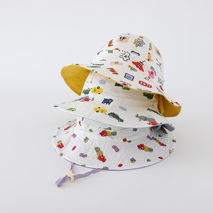 Chapeaux Bob en Coton pour Bébé Landfond, Nouveaux Chapeaux de Soleil pour Enfants, Casquettes d'Extérieur <span class=keywords><strong>Anti</strong></span>-<span class=keywords><strong>UV</strong></span> pour Garçons et Filles, Chapeau Panama Imprimé Unisexe pour la Plage et la Pêche - Product Image 4