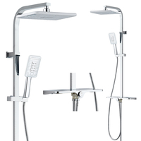 Ensemble de douche mural réglable avec pomme de douche carrée à effet pluie, en acier inoxydable noir mat de qualité supérieure