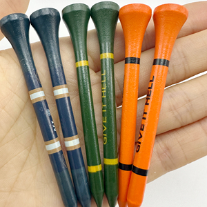 Tees de golf biodégradables en bois durable avec logo personnalisé, incassables, longueur 70mm-83mm (7cm), impressions blanches et noires - Product Image 1
