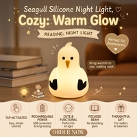 Lampe de chevet en forme de lune, jouet, interrupteur, décoration, mouette, chambre d'enfant, silicone, ambiance, personnalisée, capteur, petite lampe LED portable
