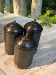 Handcrafted Copper Spice Canisters Cylinder Shape Airtight Lids Industrial Design Kitchen <b>Storage</b> - Product Image 4