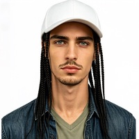 Casquette de baseball pour homme avec perruque intégrée, longues dreadlocks fines, semi-faites à la main, 2 couleurs, 1 pièce