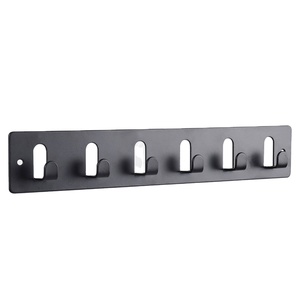 Capa de hierro colgador de ropa con 6 DE ACERO ganchos toalla bata ropa sombrero bolso baño cocina garaje pesado color negro - Product Image 1