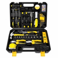 Kit d'outils manuels ménagers DIY, ensemble de mécanicien en acier CR-V, marteau, clé, pinces, douilles, tournevis, avec mallette de rangement, vente en gros OEM
