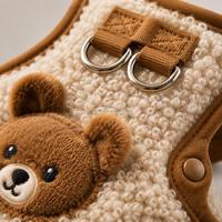 Gilet polaire personnalisé pour chien avec applique ours en peluche, harnais sans manches, vêtements chauds d'hiver pour chiots et chats, vente en gros OEM