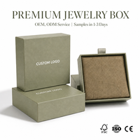 Scatola per Gioielli Ecologica di Lusso con Logo Personalizzato, Confezione Regalo in Carta Verde Salvia con Inserto per Anelli e Bracciali