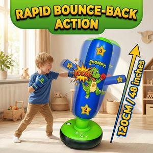 Sac de frappe gonflable ultime pour enfants, motif dinosaure, 48 pouces, avec gants, ensemble d'entraînement de boxe, sac de frappe rebondissant, jouet pour enfants - Product Image 3