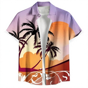 เสื้อเชิ้ตฮาวายลำลองสำหรับผู้ชาย ลายต้นปาล์ม แขนสั้น ปกคอพับได้ ระบายอากาศได้ดี ผลิตจากโพลีเอสเตอร์/ผ้าฝ้าย เป็นมิตรต่อสิ่งแวดล้อม เหมาะสำหรับวันพักผ่อน - Product Image 1